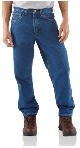 Carhartt Jeans cónicos Pesados de Ajuste Relajado con 5 Bolsillos para Hombre, Stonewash, 16-18