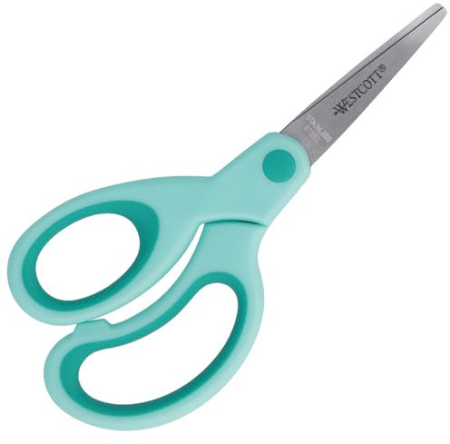 Westcott Ciseaux pour enfants Softgrip turquoise pour gauchers | Ergonomique pour écoliers | 13 cm (5) | E-21585 00