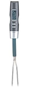 Rosenstein & Söhne Tenedores de trinchar - Parrilla de gas: Tenedor electrónico para asar y grill con pantalla LCD (Tenedor para asar, termómetro carne, Sensor de temperatura)