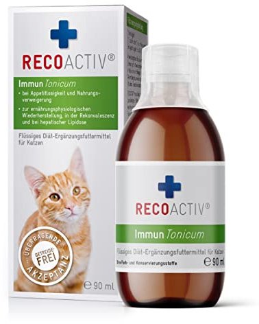RECOACTIV Immun Chat - stimulant efficace de l’appétit, aide rapide en cas de prise alimentaire réduite, perte de poids et carences nutritionnelles, très appétent, liquide, absorption facile, 1x 90 ml