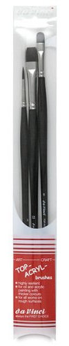 da Vinci 4221 Top Acryl Long-Handled Paint Brush Set for Oil & Acrylic, Multiple Sizes, 3 Brushes (Series 7185-12, 7485-8, 7785-4)