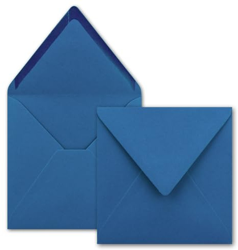 Kvadratiska kuvert utan fönster – 15,5 x 15,5 cm – Näsduk – För bröllopskort, inbjudningskort och mer – serie ColorbenFroh® 25 Umschläge 18-Royalblau