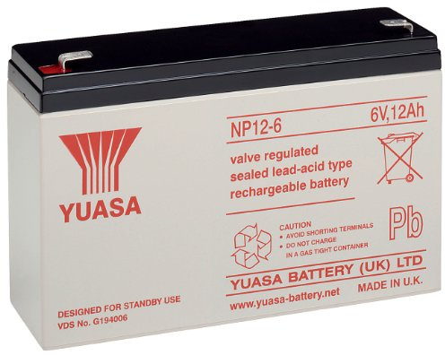 Yuasa NP12-6 Lead Battery 6V (Faston 250-6.3mm)