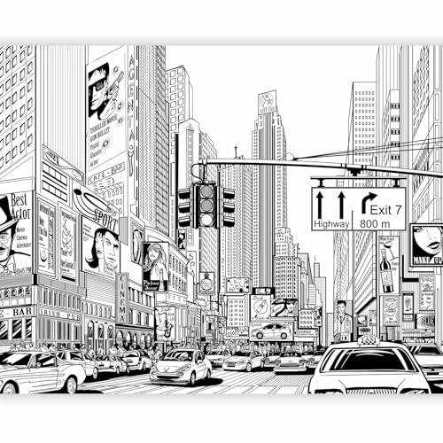 Fotomurale Soggiorno - Carta da parati 300x231 cm TNT Murale alla moda Decorazione da Muro XXL Poster Gigante Design Cameretta Carta per pareti Camera da Letto Disegno Città 100404-24