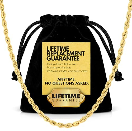 LIFETIME JEWELRY 2mm Gold Rope Chain for Women & Men - Diamond Cut 24k Necklace Real Gold Plated - Lifetime Replacement - Durable Clasp - 14 to 36 inches (Gold, 16 inches)