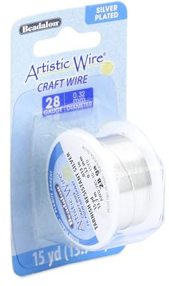 Artistic Wire, 28 Gauge Silver Plated Tarnish Resistant Colored Copper Craft Wire, Tarnish Resistant Silver, 15 yd