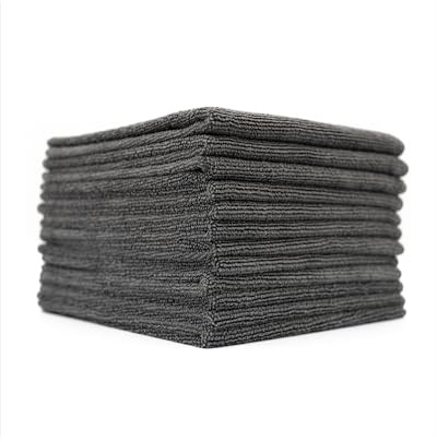The Rag Company - All-Purpose Microfiber Terry Cleaning Towels - Commercial Grade, Highly Absorbent, Lint-Free, Streak-Free, Kitchens, Bathrooms, Offices, 300gsm, 12in x 12in, Grey (12-Pack)