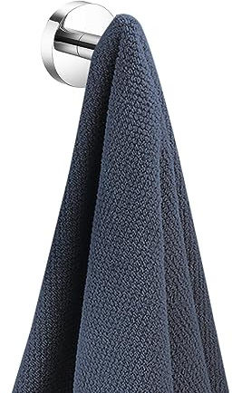 iBathUK Harrow Round Robe Hook, Stainless Steel Bathroom Towel Hook, Heavy Duty Wall Door Coat Hook for Bedroom or Kitchen- Chrome