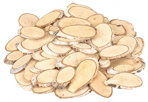 NaDeco Birkenscheiben oval 50 Stück, ca. 5 bis 10cm lang, 3-5 cm breit | Birkenscheiben | ovale Holzscheiben | Birkenstamm geschnitten | Birkenkolz | Holz Deko