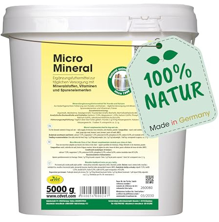 cdVet MicroMineral hund & katt 5000 g – kosttillskott för husdjur med mineraler och spårämnen som magnesium och kalcium samt vitaminer