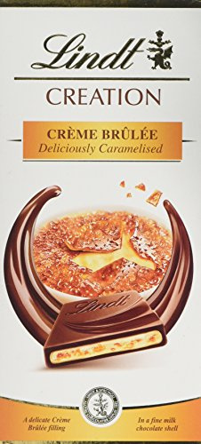 Lindt Creation Tafel Crème Brulée, verführerische Crème Brûlée Füllung und knusprigen Caramel- & Biskuitstückchen umhüllt von feinster Vollmilch Chocolade, 150g