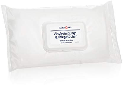 HANSE PRO Vinyl-Reinigungstücher, 1 x 15 Tücher I Pflege-Tücher I Reinigungs-Tücher I Vinylreiniger I Ideal für Wasserbetten I Schutz I Zubehör Wasserbett-Matratze
