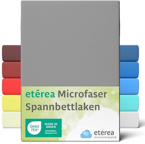 etérea Jersey Spannbettlaken 100x200-120x200 cm Grau für 15-25 cm Steghöhe 100% Microfaser - Oekotex Bettbezug Matratzen Bezug - Bettlaken 100x200cm - 120x200cm Gray