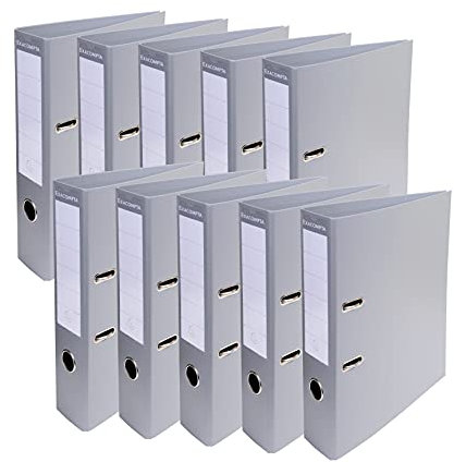 Exacompta 53740E 10er Pack Premium PVC-Ordner Prem´Touch. 7 cm breit DIN A4 Ringordner Aktenordner Briefordner Büroordner Plastikordner Schlitzordner grau