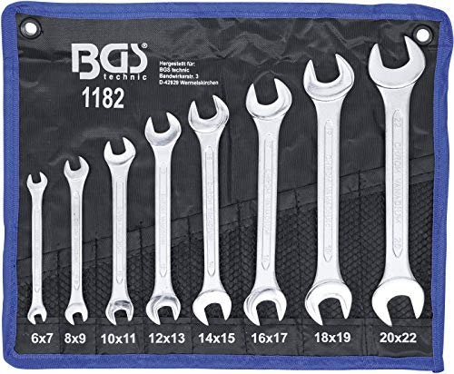 BGS 1182 | Juego de llaves fijas dobles | 6 x 7 - 20 x 22 mm | 8 piezas