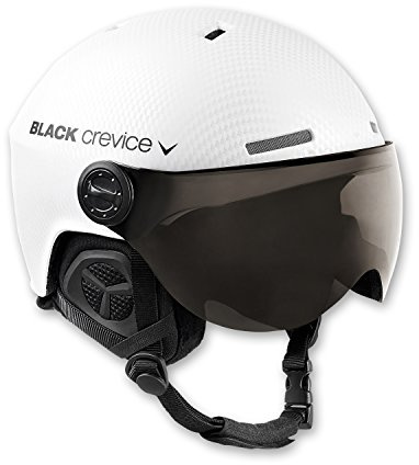 BLACK CREVICE Casco da sci Gstaad I Casco da sci con visiera stile pilota in diversi colori I Casco da sci per Uomo & Donna I Casco da sci in policarbonato I Casco traspirante I Regolabile (Small, Bianco)