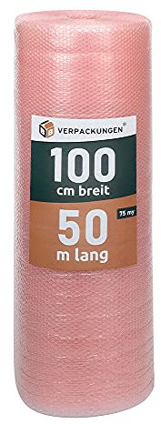 BB-Verpackungen 1 x Luftpolsterfolie 1,0 x 50 m antistatisch (75 my stark, Schutz von empfindlichen Gegenständen) - Sets zwischen 1 und 4 Rollen