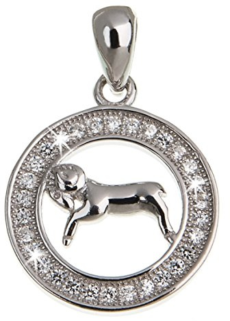 Ciondolo con segno zodiacale Ariete, argento 925 con zirconi, Argento sterling, Zirconia cubica