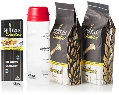Großes Geschenkset mit originalem 3-4-Portionen-Spätzle-Shaker (ROT)