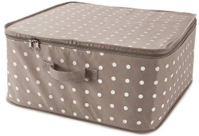 Compactor Clothes Storage Bag with Zip, Foldable Cupboard and Wardrobe Storage Organiser, Large Dustproof and Waterproof Underbed Storage and Clothes Storage Organiser, Rivoli Range, Brown/White