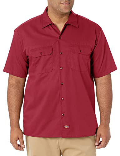 Dickies Men's Work Regular Fit Short Sleeve Casual Shirt, Red (English Red), XX-Large