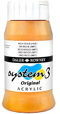 Daler-Rowney System3 Acrylic Paint, Plastic Pot, 16.91oz - 500 ml, Rich Gold Imitation