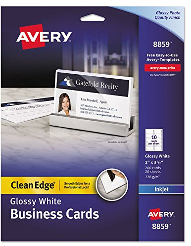 Avery Clean Edge Business Card - 2 x 3.5 - Glossy - 200 / Pack - White