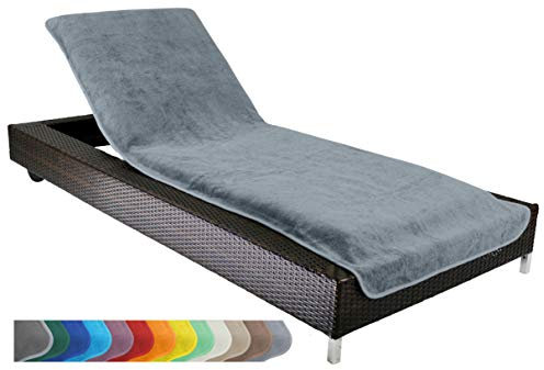 Brandsseller Housse de Protection pour Chaise Longue 75x200 cm – Serviette en Tissu éponge 100% Coton – Lavable, antidérapante, certifiée Öko-Tex 100 – Gris