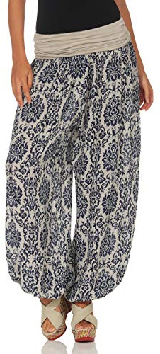 Malito Donna Bloomers con Motivo Yoga | Pantaloni Harem per Ballare | Pantaloni Aladino per Rilassarsi - Pantaloni Casual 7198 (Beige)