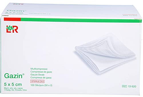 Gazin Kompressen steril 5 x 5 cm 8-fach 50 x 2 Stück Wundauflagen