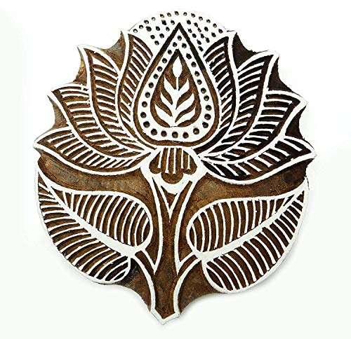ibaexports Handcarved Lotus Printing Block Wood Block Texile Stamp Block Print