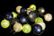 GURU SHOP Stoff Ball Lichterkette, 20`er LED Kugel Lampion Lichterkette - Grün/blau/grau, 6x6x435 cm