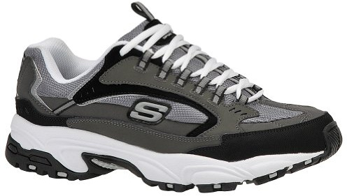 Skechers Sport Men's Stamina Nuovo Cutback Lace-Up Sneaker,Charcoal/Black,12 2E US