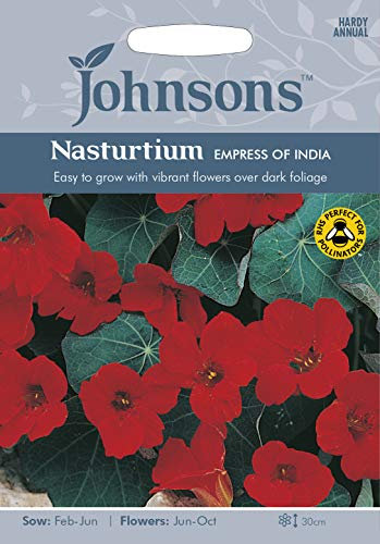 Johnson's 12084 Flower Seeds, Nasturtium Empress of India, Red