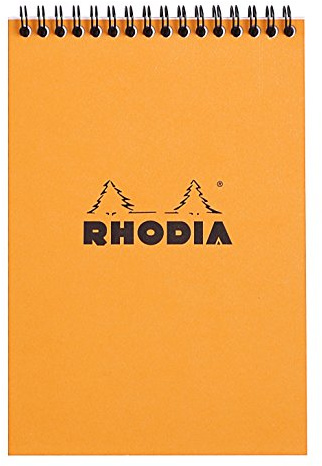 RHODIA 16500C - Notepad Bloc-Notes a Spirale (Rilegatura integrale) Orange - A5 14,8X21cm - Quadretti piccoli - 80 fogli staccabili - Carta Clairefontaine 80g/m² -COPERTINA in carta trattata morbida