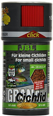 JBL GranaCichlid 40655 Premium Alleinfutter für räuberische Buntbarsche, Granulat Klickdosierer 100 ml