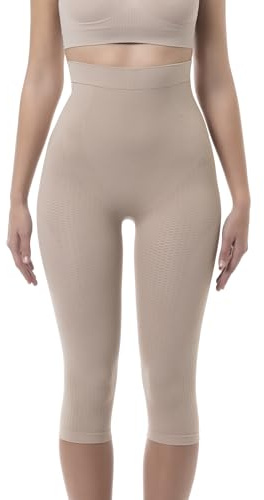 Farmacell 323 (Powder, M/L) Faja Pantalón Capri Mujer Anticelulitis Masaje, Push Up, Vientre Plano, Made in Italy