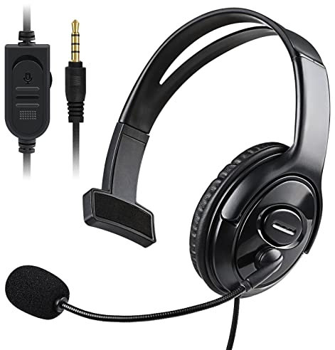 Joso Gaming Headset for PS5 PS4, 3.5mm Wired Online Gaming One Ear Headphone with Microphone for Sony Playstation 5 4/PS4 Pro/PS4 Slim Controller/N-Switch/Laptop/Smartphone/Office Business