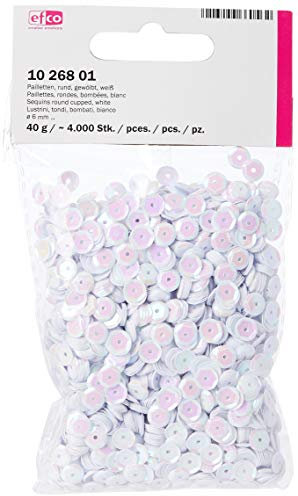 Efco runde, Flache Pailletten, weiß, 6 mm, 40 g, 4000 Stück