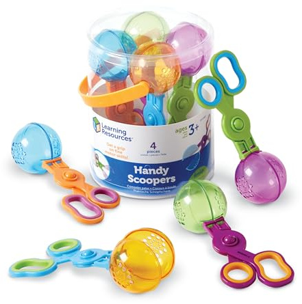 Learning Resources Handy Scoopers, dai 3 Anni, Pinze a Forbice per Abilità Fino-Motorie, Ideali per Sabbia e Acqua, Aiutano a Usare Le Forbici