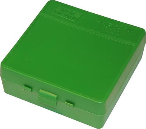 MTM Case-Gard P-100-44-10 100 Round Flip-Top Ammo Box, Ammo Storage, Fits 41/44/45 Cal, USA Made, Green