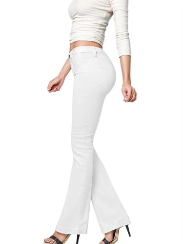 Hybrid & Company Women's Skinny Bootcut Stretch Pant P31698BL White 1