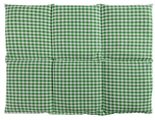 Coussin aux grains d'épeautre biologique 40x30 - Coussin chauffant pour le dos ... - Bouillotte sèche - Compresse chaude ou froide (6 compartiments; Design: vert et blanc)