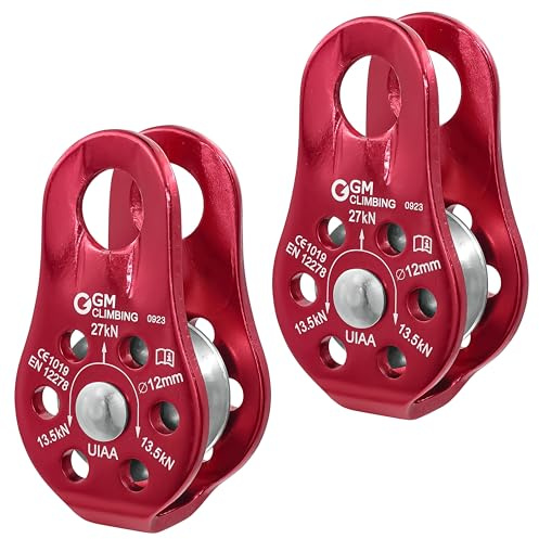 GM CLIMBING Fixed Micro Pulley 27kN CE UIAA Certified Slack Tender for Hitch Tending Pack of 2