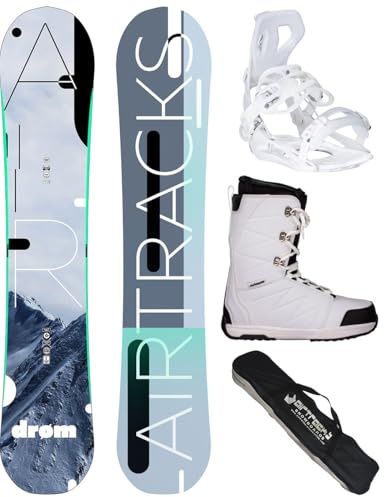 AIRTRACKS Snowboard Set Paquete Completo Tabla Drom Hybrid Rocker Mujer 145 + Fijaciones Master W + Botas Star W 40 + SB Bag
