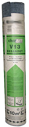 Dachpappe V13 besandet 10 m² Rolle Glasvlies-Bitumen-Dachbahn Bitumenbahn V 13