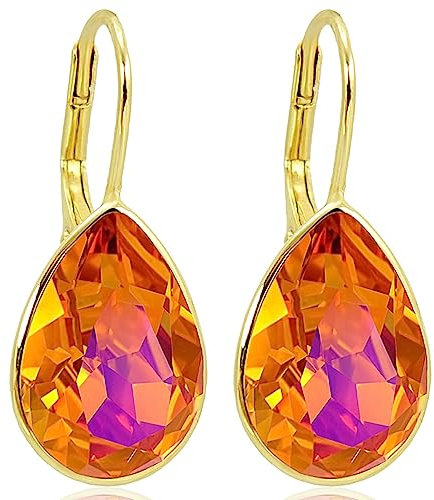 925 Ohrringe Kristalle Astral Pink Gold Ohrhänger kurz Silberschmuck vergoldet NOBEL SCHMUCK