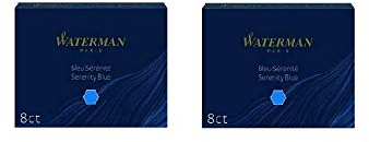 Waterman Paris Fountain Pen Cartridge Serenity Blue 8 Cartridges 2 Pack Large Size Standard Refills for Waterman Pens Smooth Flowing Inks for Luxury Writing