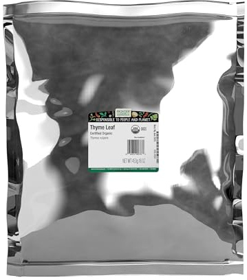 Frontier Co-op Organic Thyme Leaf, Fancy-Grade, 16 Oz, Bulk Bag - Add to Marinades, Stuffing, Vegetables, Stews, and Meat