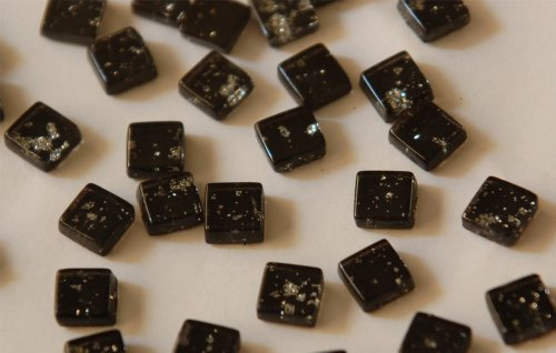 100 St. Softglas- Mosaiksteine Glitzer 1x1cm schwarz Nr:2,Glitter Mosaik ca. 85g
